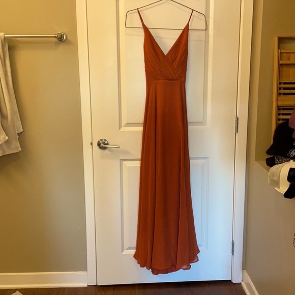 Spaghetti Strap Full Skirt Bridesmaid Dress from Davids Bridal | Size 6 - Picture 3 of 5